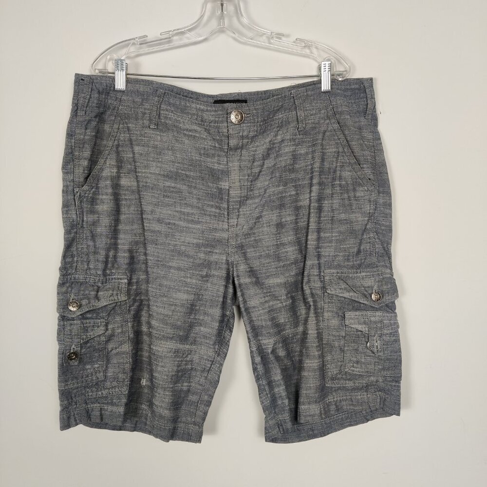 Guess Men's 100% Cotton Heathered Blue Jean Cargo Shorts in Blue Size 40 Summer